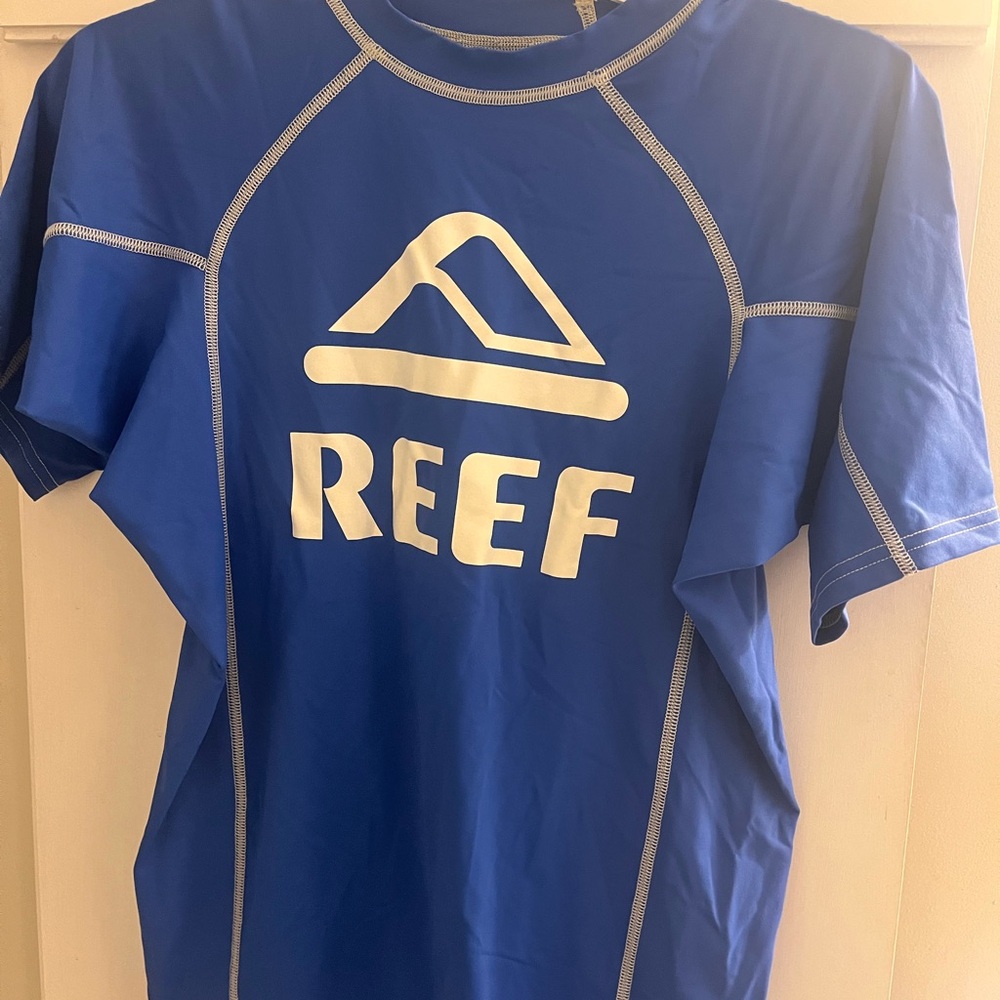 Reef Men's Royal Blue Short Sleeve Rash Guard with White Logo